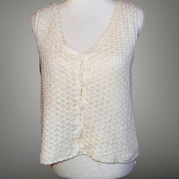 Moda intl sleeveless short cotton sweater top, L. - Picture 1 of 8
